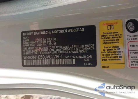 2018 BMW M240I из США, поврежденный, VIN WBA2N1C50JVC27801